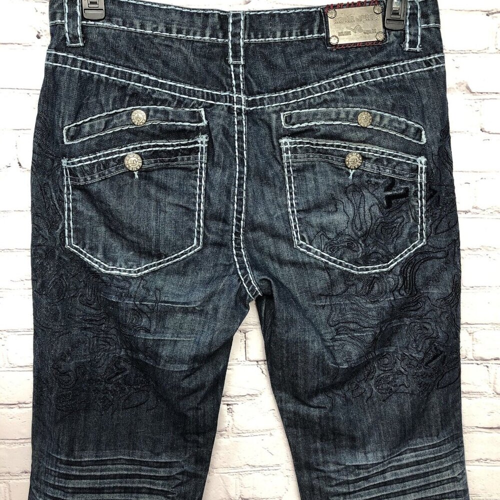 Vtg Hama Denim Co Embroidered Thick Stitch Baggy Skater Urban Jeans Sz 38